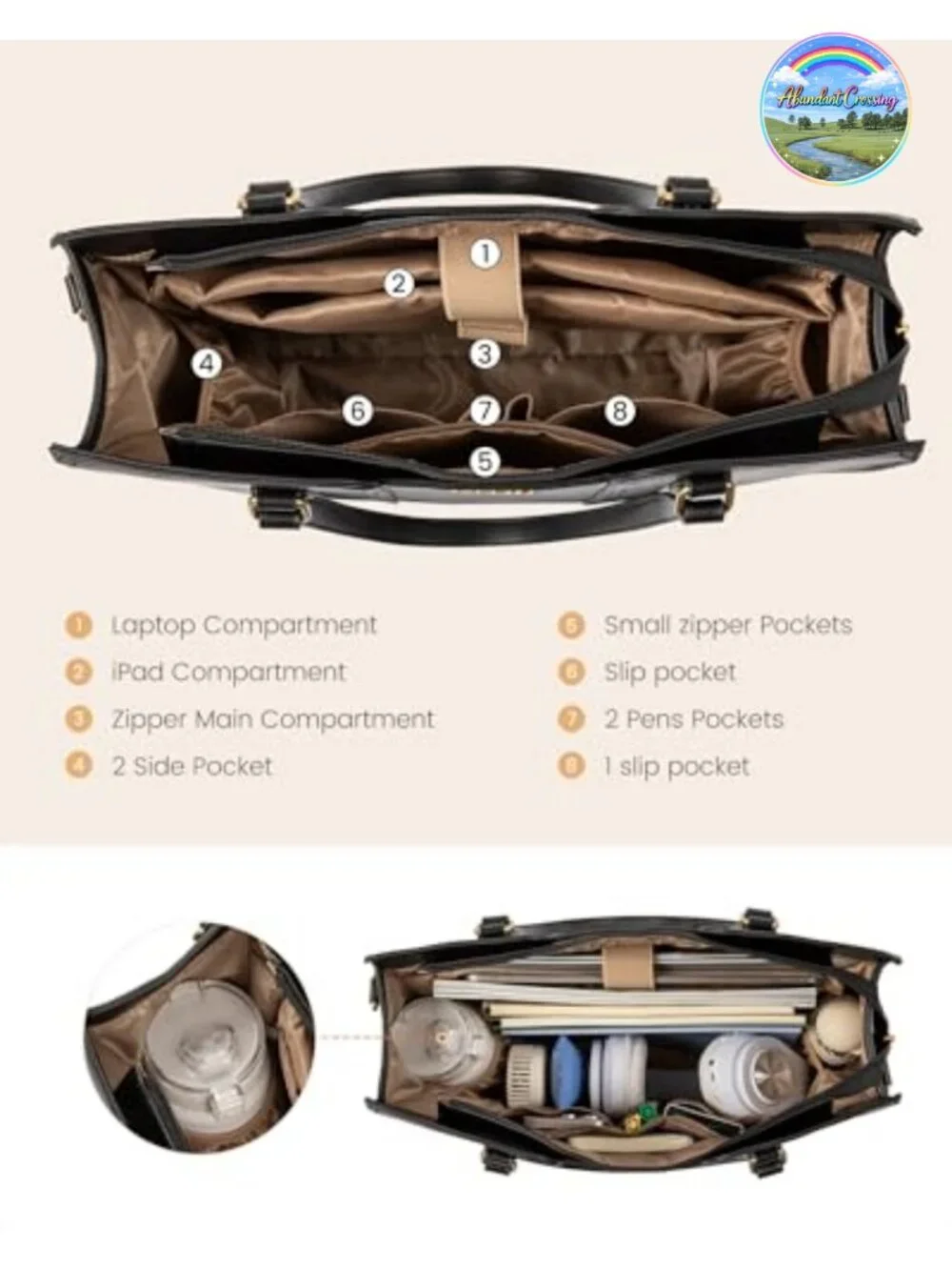 Vintage PU Leather Laptop Tote Bag for Women 15.6 Inch Work Bag with Wristlet